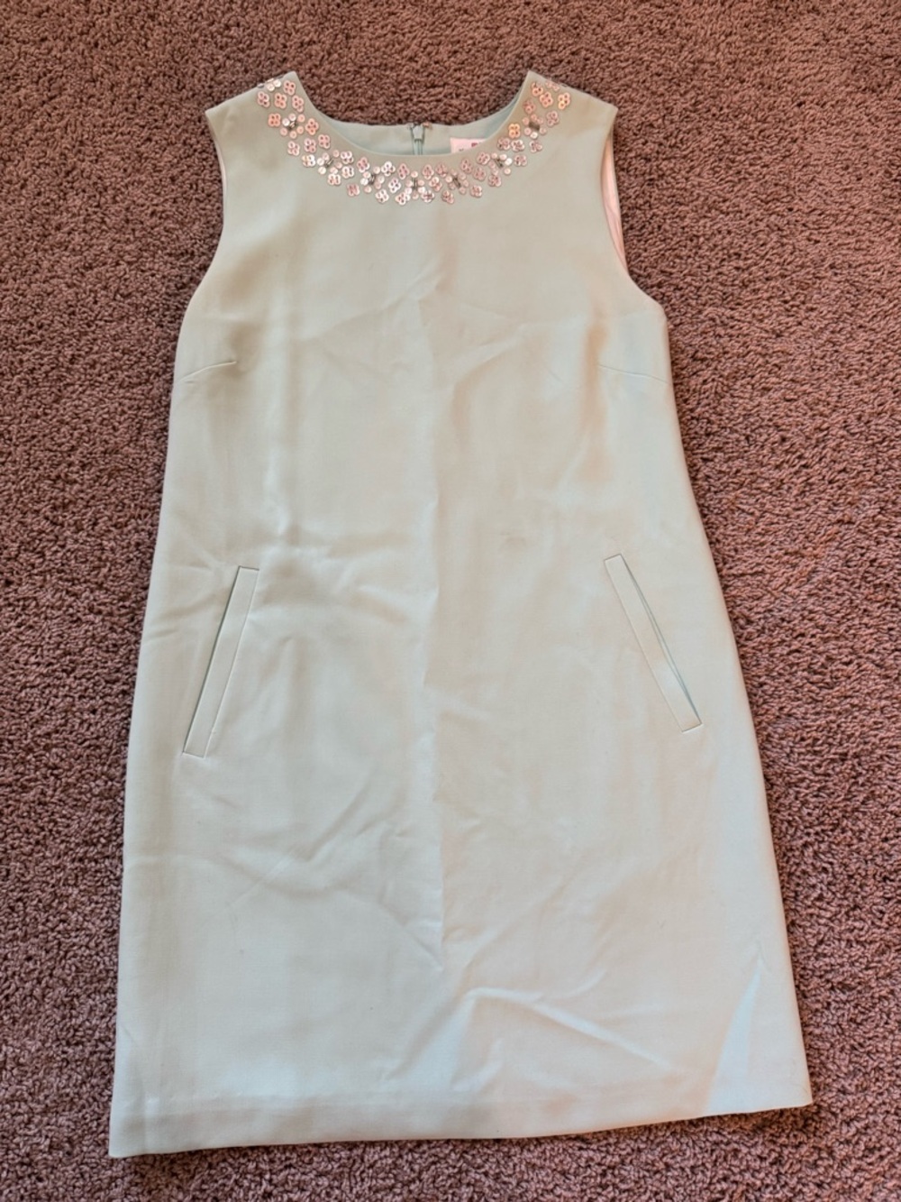 Vineyard Vines Mint Shift Dress with Embellished Silver Neckline